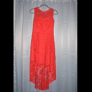 Red High Low Lace Dress